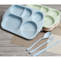 Set Makan Plastik Jerami Gandum 4-Buah